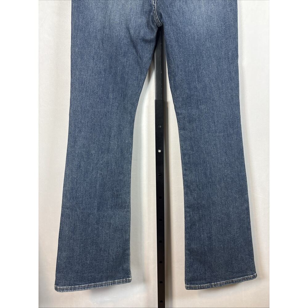DAZE Denim High Rise Flare Jeans Womens 27 Dark Wash Hug Distressed Stretch Y2K - Picture 6 of 9